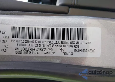 2019 Jeep Grand Cherokee Altitude 4X4 z USA, uszkodzony, nr VIN 1C4RJFAG7KC719542